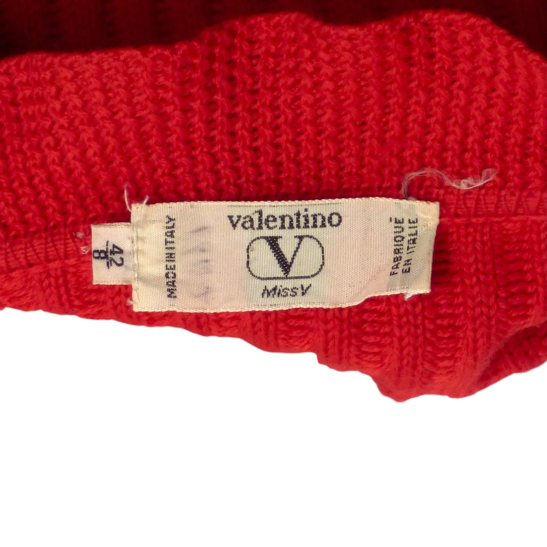 VALENTINO- 1980s Red Wool Cardigan Sweater, Size 8