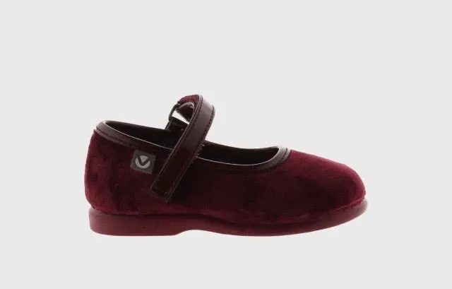 Victoria Nubuck Burgundy Mary Jane Shoes