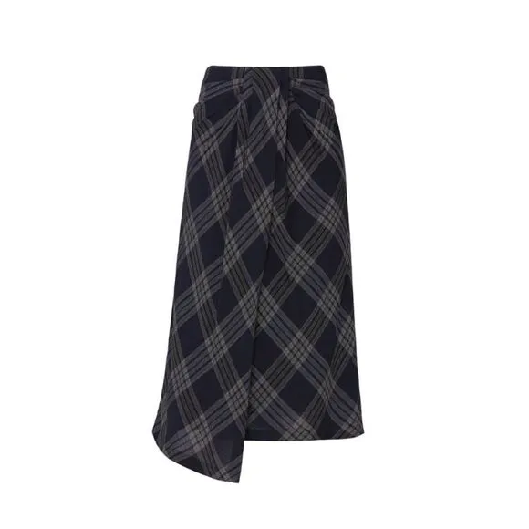 VINCE. Textured Plaid Drape Skirt size 8