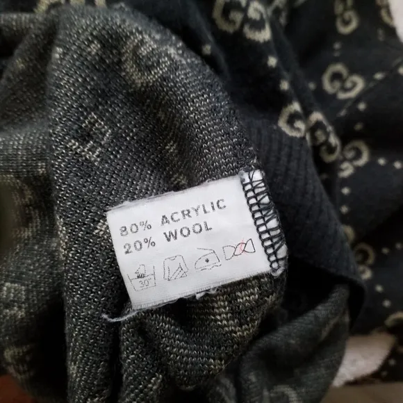Vtg 80s made in Taiwan grey wool blend diamond pattern luxury designer cardigan