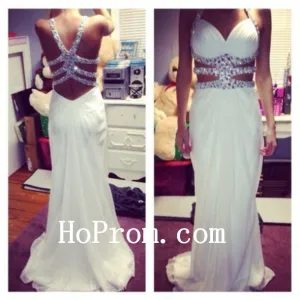 White Prom Dresses,Chiffon Prom Dress,Long Evening Dresses