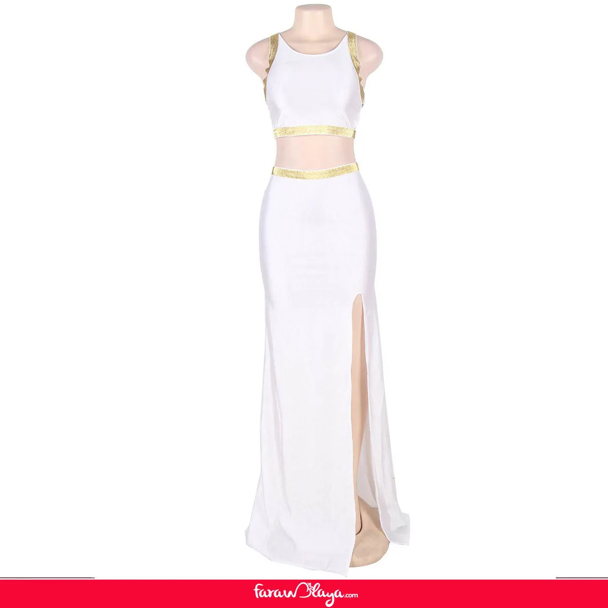 White Separate Golden Edge Dress