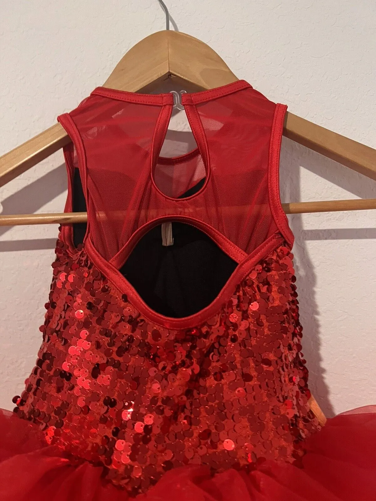 WIESSMAN Ballet Girls Dance Dress Sz SC Red/Pink/Orange Tutu Sequin Style 14218