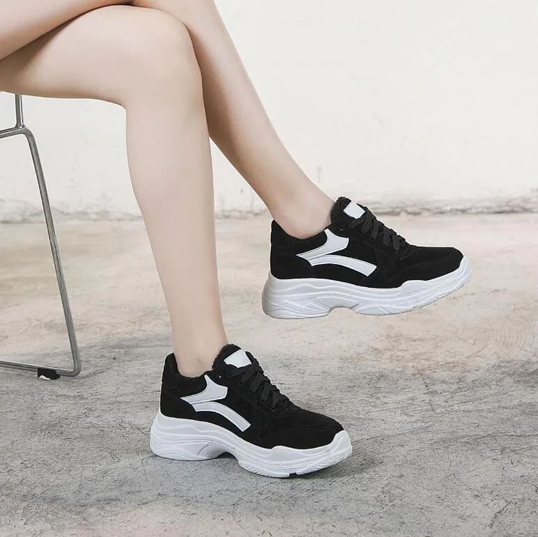 Women's Small Feet Thicksole Suede Sneakers MS363