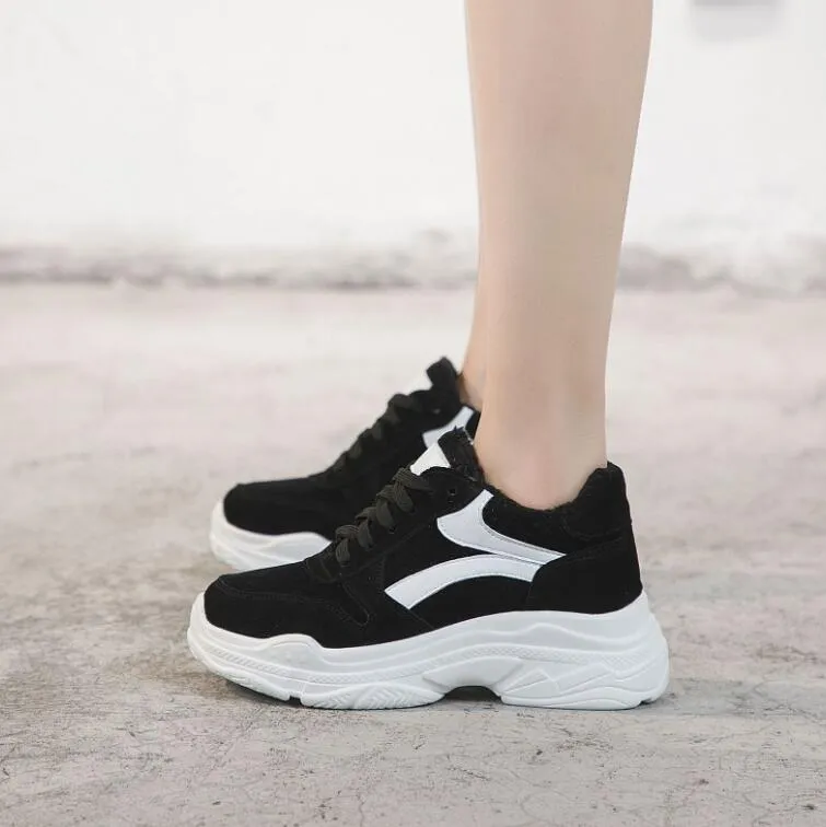 Women's Small Feet Thicksole Suede Sneakers MS363