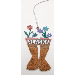 Xtratuf Boot Flowers Alaska Metal Ornament