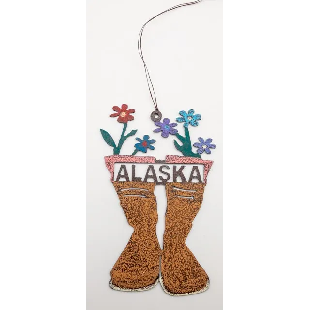 Xtratuf Boot Flowers Alaska Metal Ornament
