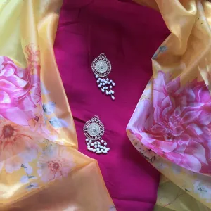 Yellow Floral Dupatta Salwar Suit