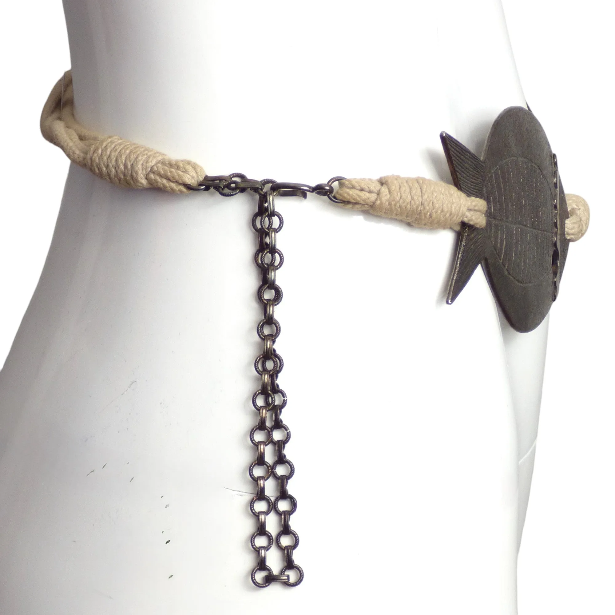 YVES SAINT LAURENT- 1970s Gunmetal Fish Rope Belt