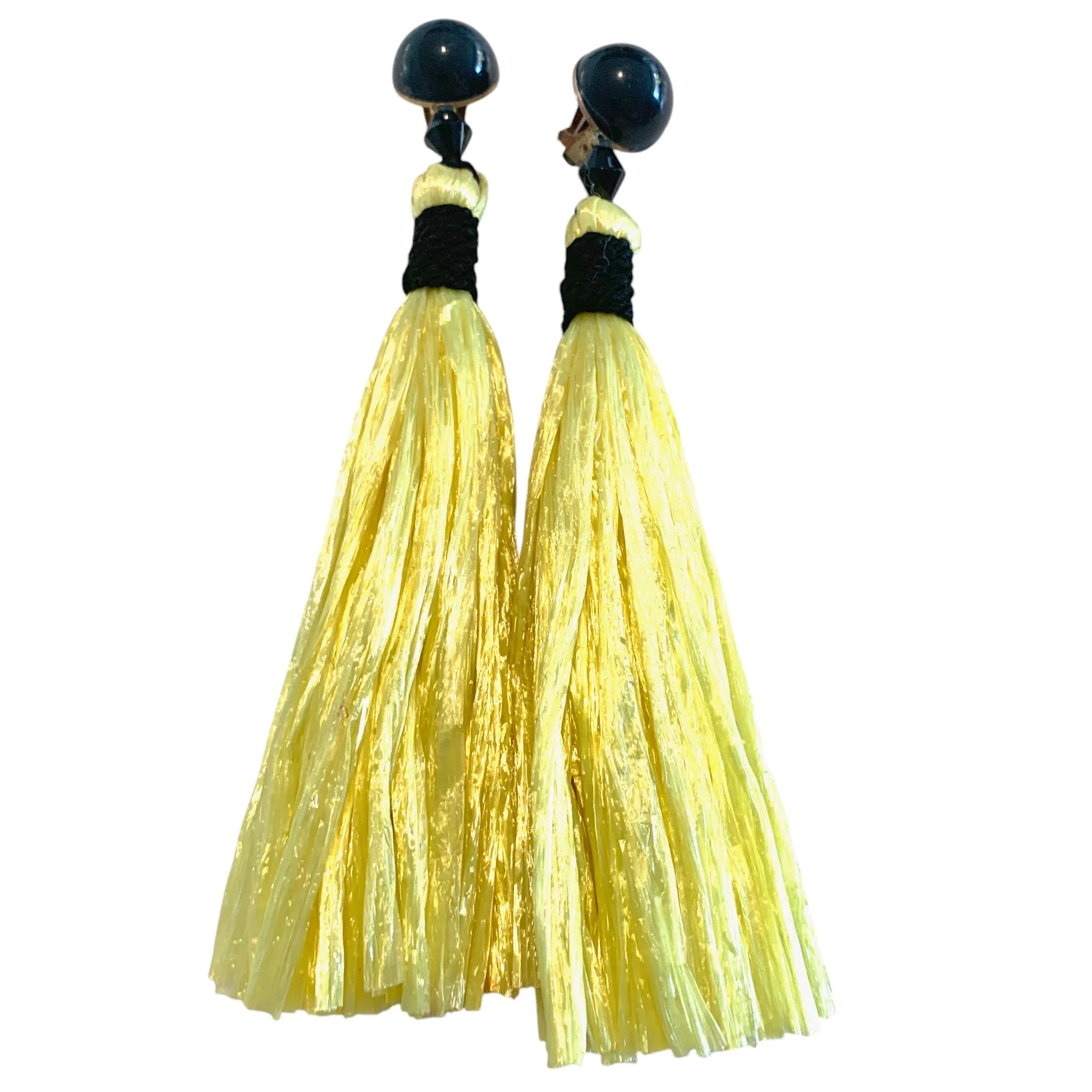 YVES SAINT LAURENT- 1980 Yellow Raffia Earrings