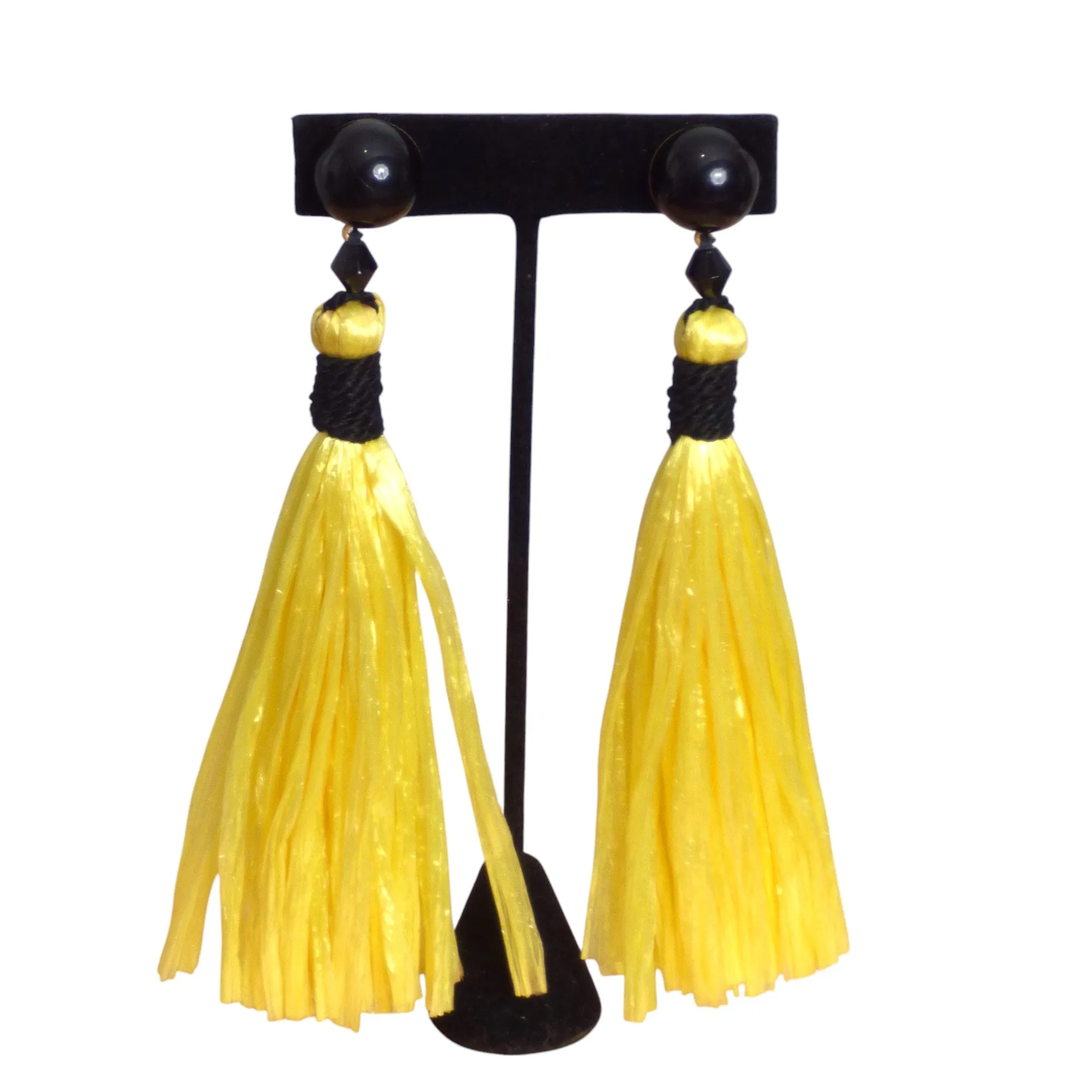 YVES SAINT LAURENT- 1980 Yellow Raffia Earrings