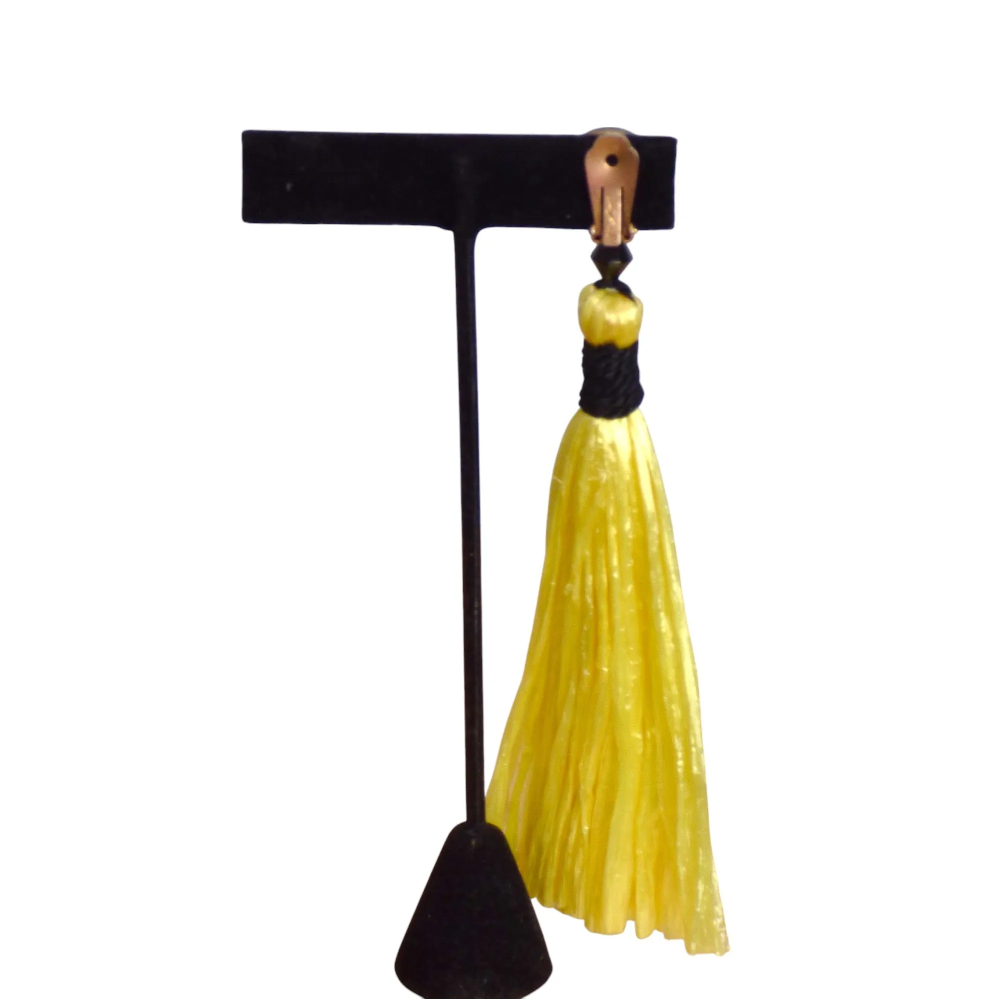 YVES SAINT LAURENT- 1980 Yellow Raffia Earrings