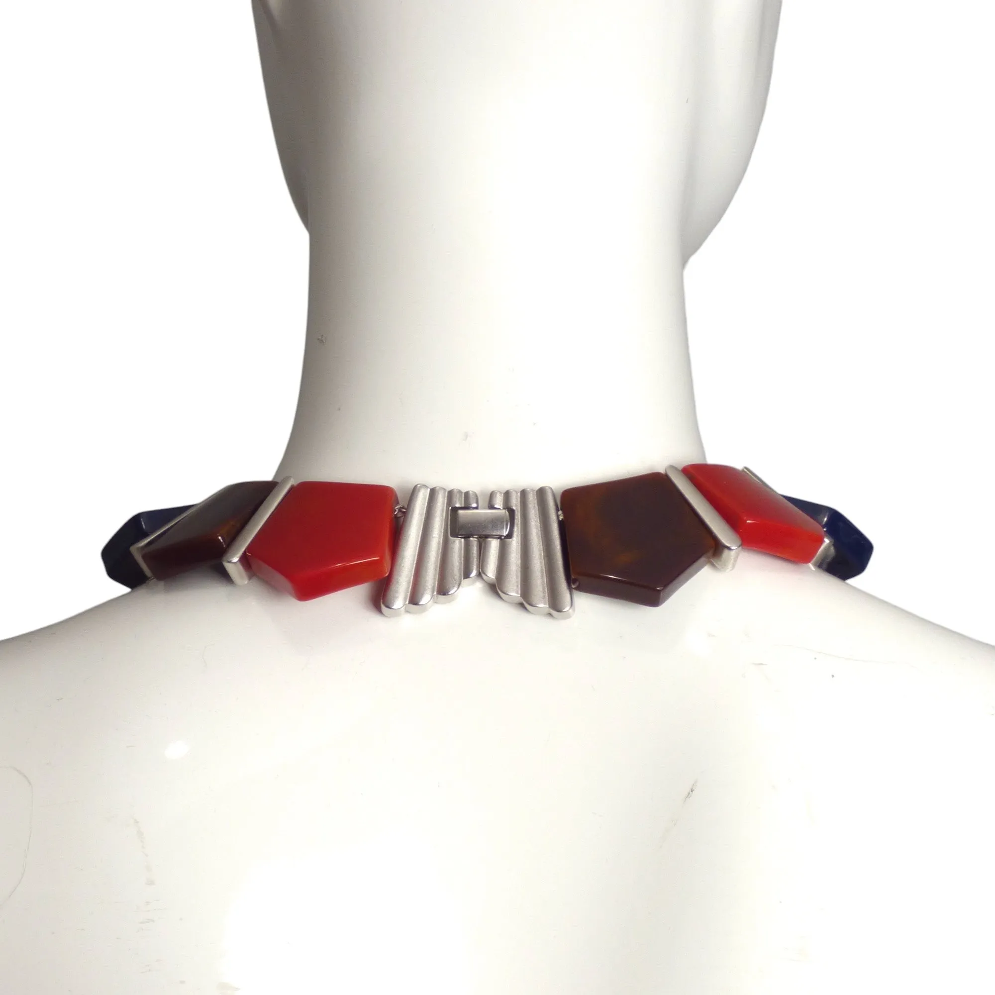 YVES SAINT LAURENT- c.1980 Multi Color Resin Choker