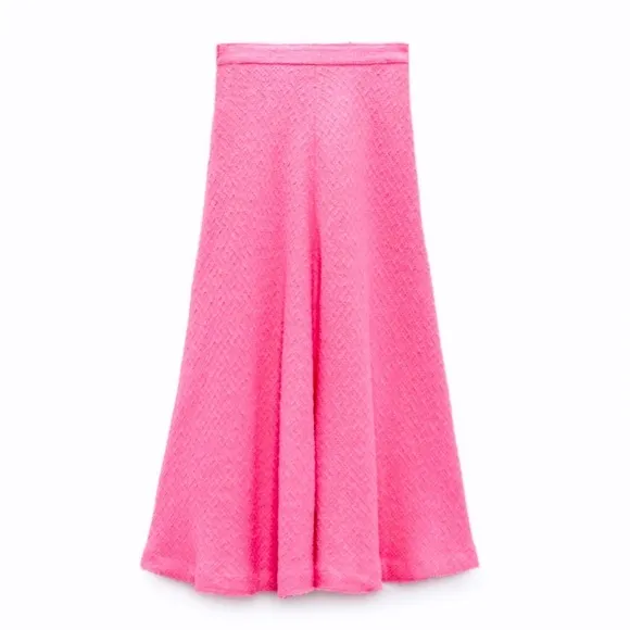 Zara textured long pink skirt