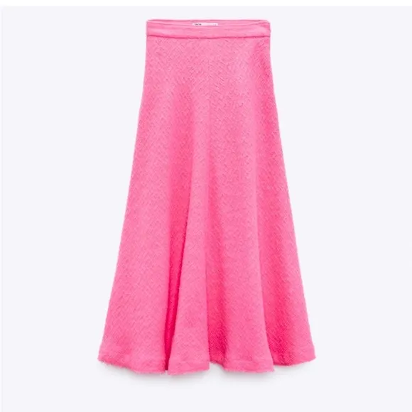 Zara textured long pink skirt